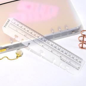 A5 6공 바인더 전용 자 반투명 플라스틱 20cm 8인치 눈금자 다이어리
