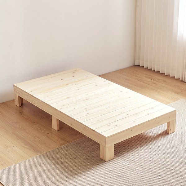 동서가구 라떼 편백나무 통원목 무헤드 S 침대 프레임 DF911245