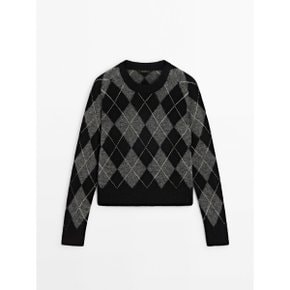 Crew neck argyle sweater 05676649205