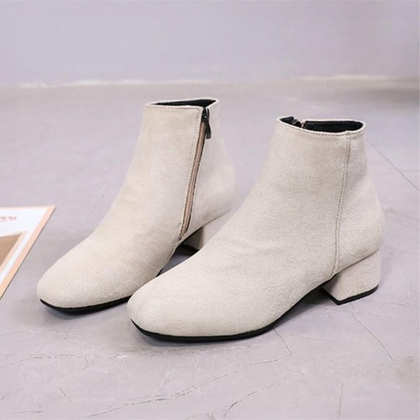 [옷자락] 여성 30대 미들힐 통굽 스웨이드 앵클부츠