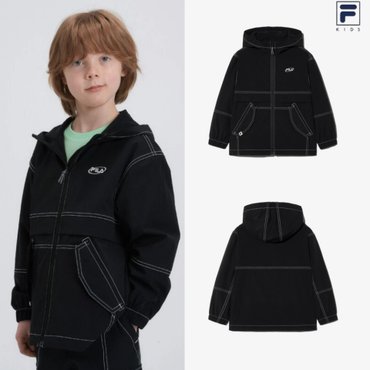 휠라키즈 [20%할인]●25 휠라키즈 스티치 매쉬 안감 바람막이 (FK2JKH2201X_BLK)