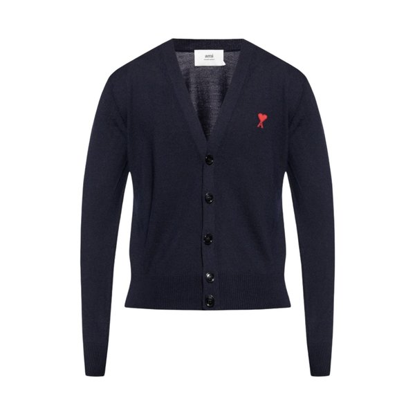 확대된 대표 AMI de Coeur Wool Cardigan Night Blue