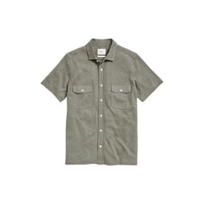 4654401 Billy Reid Hemp  Cotton Knit Short Sleeve Button-Up Shirt