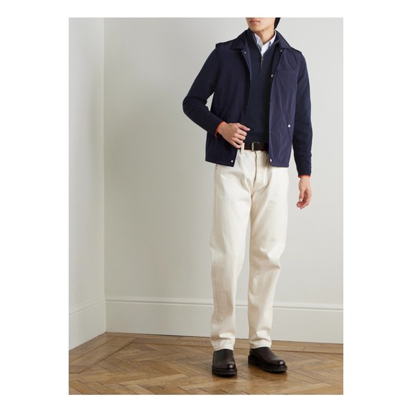 엔필 스탠리 투치 가죽 트리밍 캐시미어 실크 혼방 하프집업 스웨터 블루 46376663162945109