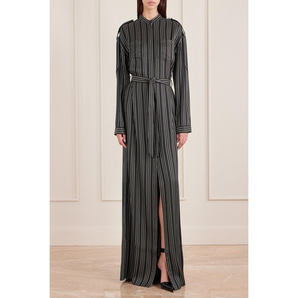 스트라이프 실크 트윌 맥시 원피스 46376663162950378