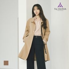 올리비아로렌 [비비올리비아] 가죽 배색 롱 트렌치 점퍼_VVPCL3S1391