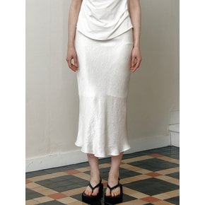 wrinkled satin bias skirt (white)