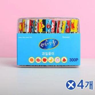 제이큐 과일꼬지 일회용식기 일회용용기 사각 과일꼬치 과일포크 300p 과일꽂이x4개