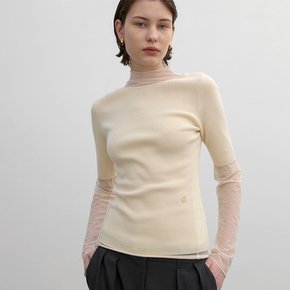 (T-6760)BOAT NECK HALF SLEEVE SLIM KNIT