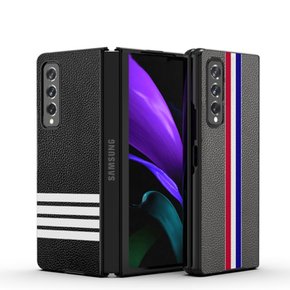 Galaxy zfold2/갤럭시 Z폴드2/Z폴드3/제트폴드/Z플립1/Z플립2/Z플립3/지플립/카메라보호 사선 패턴 심플 매트 컬러 레더 가죽 슬림 하드 커플 휴대폰 케이스