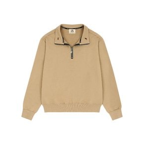 Gem in dream embroidered half zip-up sweatshirt sand beige Unisex