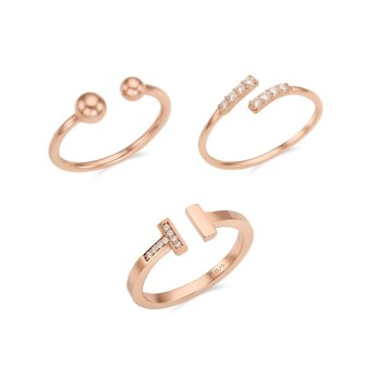 티르리르 허그 실버 핑크 반지 3종 세트