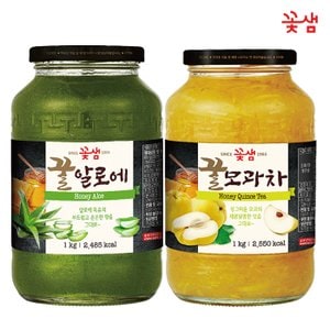  꽃샘 꿀 알로에차 1KG +꿀 모과차 1KG (과일청)
