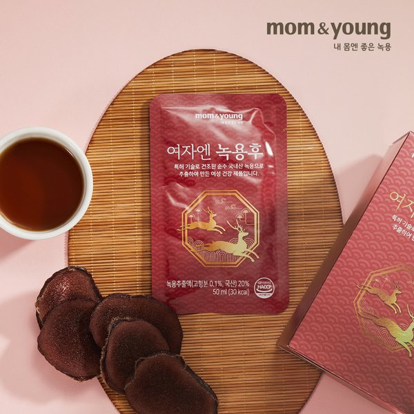프리미엄 국산녹용 여자엔 녹용후 50ml x 30포 여성분들께 추천 유산균 아연함유  부모님건강선물세트 + 쇼핑백