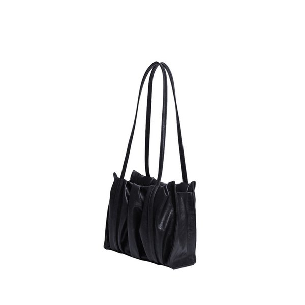SHIRRING SQUARE SHOULDER MINI BAG BLACK