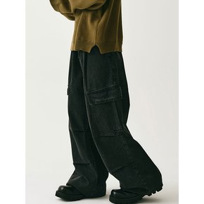 Side Big Cargo Pants  BLACK