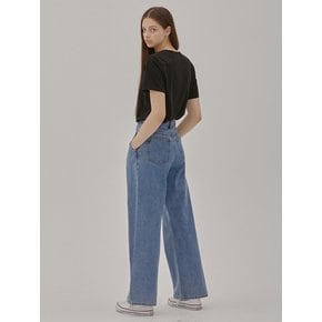 TUCK WIDE LONG DENIM PANTS BLUE