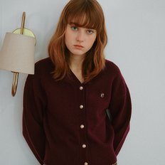 WOOL BLENDED BASIC CARDIGAN BURGUNDY