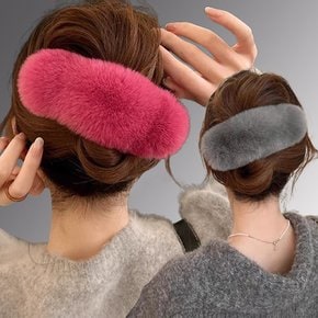 러블리 부드러운 밍크 퍼 헤어 집게핀 올림머리 반올림 여성 헤어 머리핀 헤어핀 겨울 집게삔