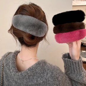 러블리 부드러운 밍크 퍼 헤어 집게핀 올림머리 반올림 여성 헤어 머리핀 헤어핀 겨울 집게삔