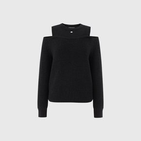 지지 컷아웃 레이어드 니트 탑_블랙 / GIGI CUT OUT LAYERED KNIT TOP_BLACK