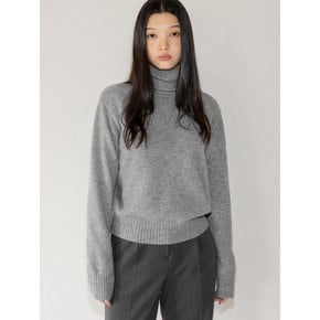 Alpaca turtle neck knit (gray)