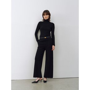 Cashmere Blend Straight-leg Knit Pants Black