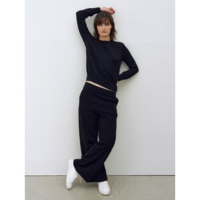 Cashmere Blend Straight-leg Knit Pants Black