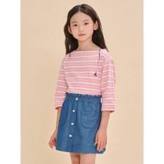 [BEANPOLE KIDS] 멀티 스트라이프 7부 티셔츠  라이트 핑크 (BI4741U02Y)