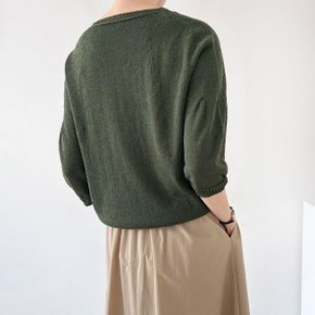 여자 SS 벌룬 마원단 V넥 칠부티 심리스 니트