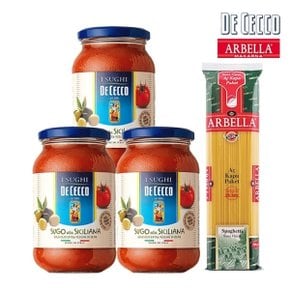 데체코 시칠리아나 소스 400g x 3개 + 듀럼기다 아르벨라 스파게티 500g x 1개
