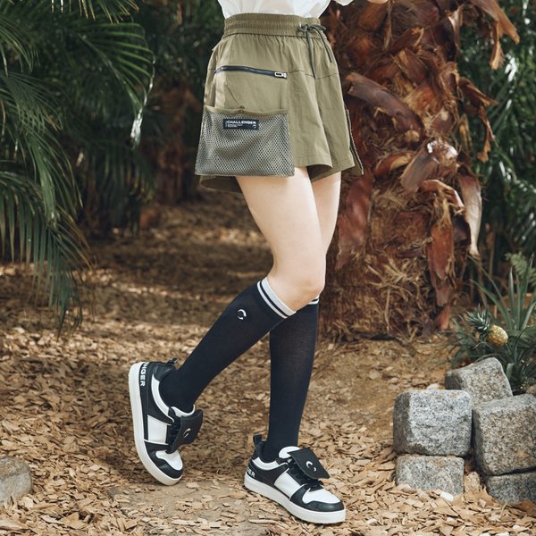 [부산점] 탈부착 메쉬빅포켓 허리스트링 여성 큐롯형 반바지 카키_CHD2WHP0684KH