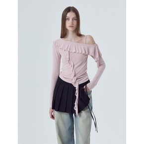 Frill One Shoulder T-Shirt, Pink