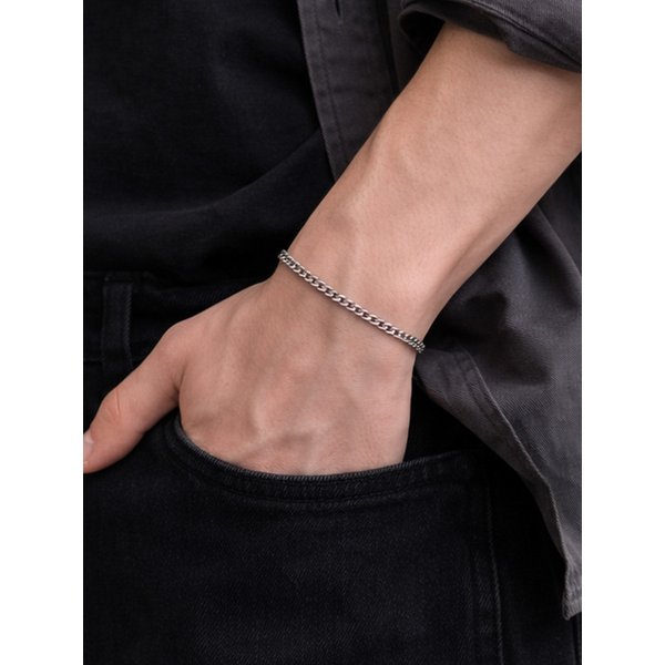 남녀공용 써지컬스틸 체인팔찌_silver