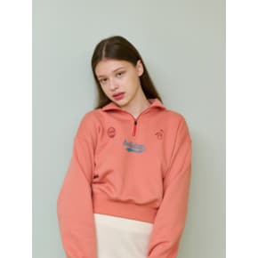 HOLIDAY CROP HALF ZIPUP SWEATSHIRT [ORANGE]