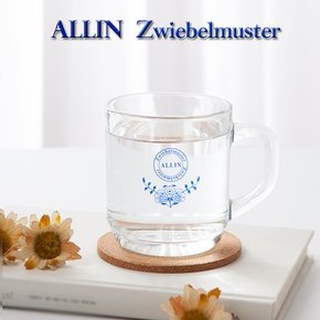 ALLIN 알린 쯔비벨블루 북유럽풍 딜라이트 손잡이글라스머그잔 300ML 4P (알린코르크컵받침4P증정)