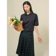 세미 오버핏 반소매 T칼라 티셔츠  네이비 (BF5342C01R)