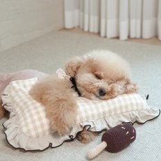 개달당 코코 체크 반달 유모차 고양이 강아지베개 일체형