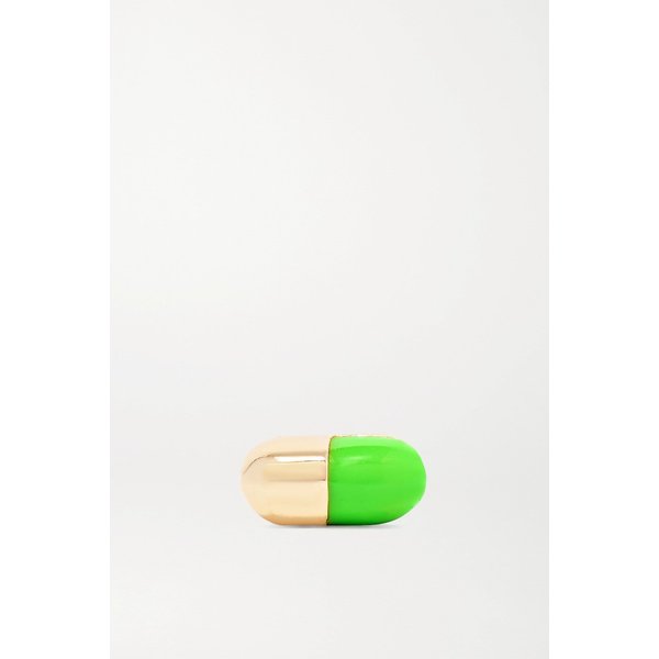Tiny Pill 14-karat Gold And Enamel Earring 그린