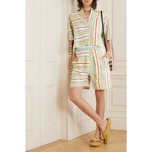 파울라 이비자 스트라이프 코튼 실크 리넨 혼방 쇼츠 멀티컬러 1647597306717172