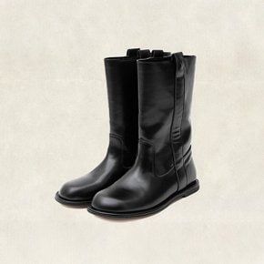 X ATT LEATHER MIDDLE BOOTS BLACK