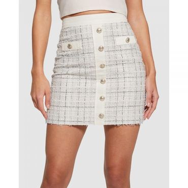 이스퀘어 5217947 Guess Natalie Skirt - Check Tweed White  Denim