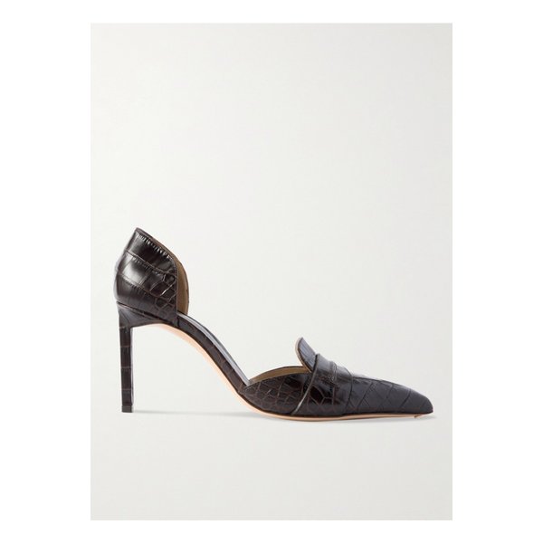 에바 도르세 글로스 크로커다일 이펙트 가죽 펌프스 다크 브라운 46376663162911840