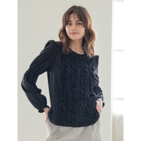 WED_French round neck blouse_BLACK