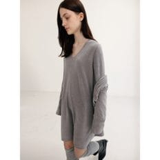 [Valoa] Velvet Aline Mini Knit Dress  Grey (WE385UC223)