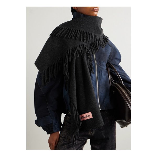 프린지 울 스카프 블랙 1647597350169096