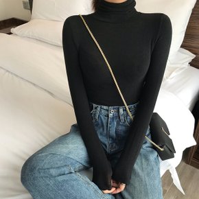 6컬러 심플 스판 여성 목폴라티셔츠_P315040446