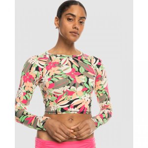 이스퀘어 4652870 Roxy Printed Long Sleeve Rash Vest For Women - ANTHRACITE PALM SONG S