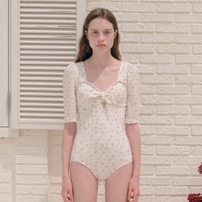 RIBBON FLOWER ONEPIECE SWIMSUIT IVORY