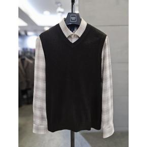세이브존03 바쏘옴므 남자 가을 겨울 니트 조끼 브라운  블렌드 베스트 (S52408259)